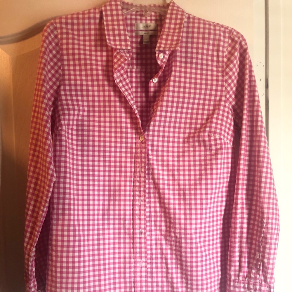 Pink & White Gingham J Crew Perfect Button Down